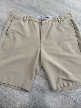 adidas Men's Beige Flat Front Performance Shorts
